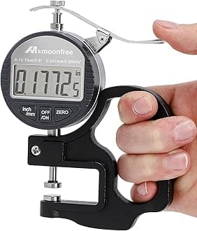 Digital Thickness Gauge 0.001mm/0.00005" | 0-12.7mm/0.5" Electronic Micrometer Thickness Meter with LCD Display, Unit Conversion, Storage Case, Extra Battery