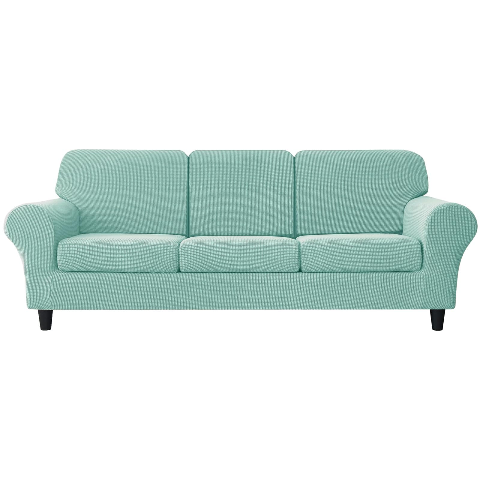 Sofa Cover with Separate Seat Cushions Covers and Backrests Covers Stretch Ektorp Sofa Covers Stylish Jacquard Couch Slipcover Protector (Mint Green,Large 3-Seat Set 7pcs)