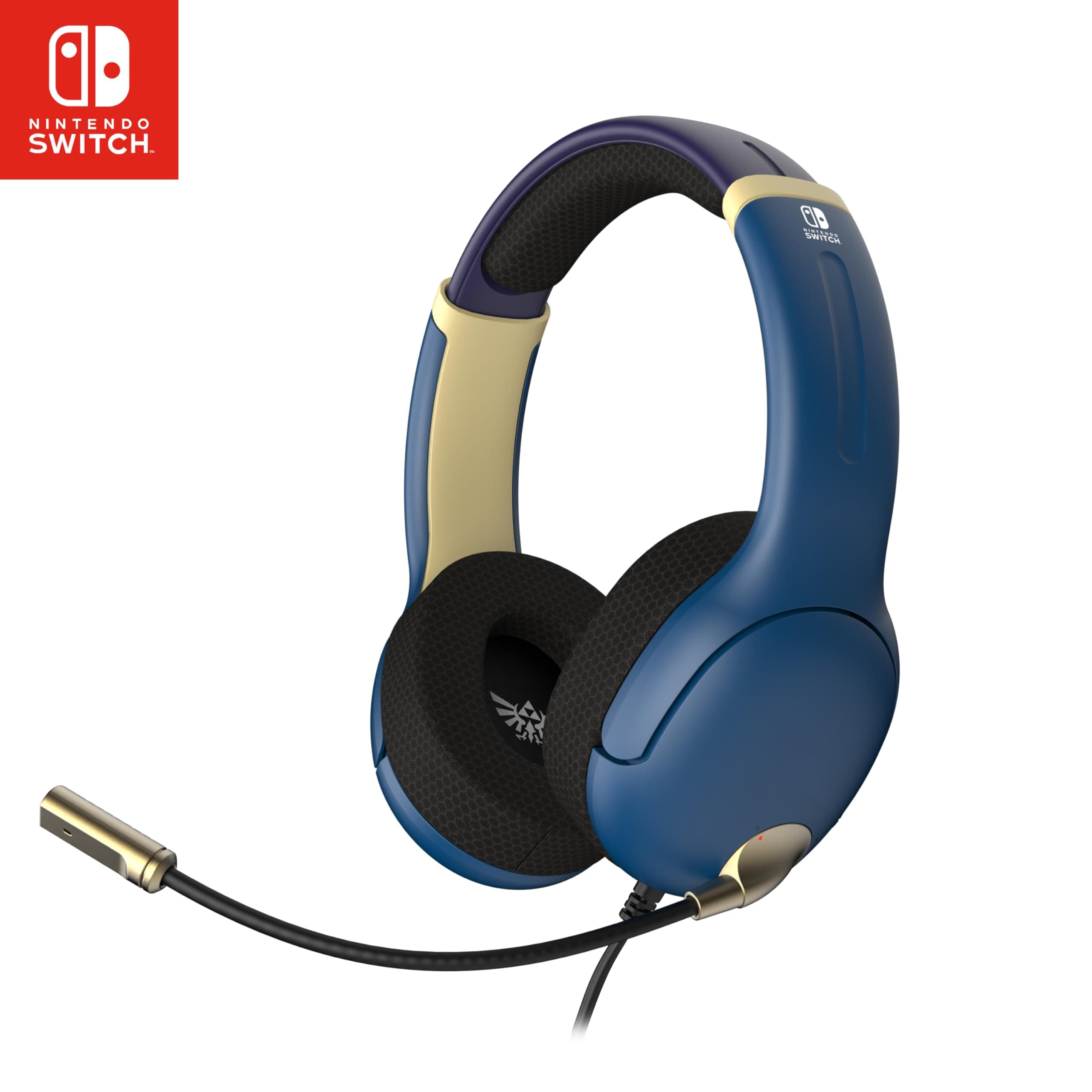 PDP Gaming AIRLITE Wired Stereo Headset with Noise-Cancelling Mic for Nintendo Switch/Switch Lite/Switch OLED (Legend of Zelda Hyrule Blue)