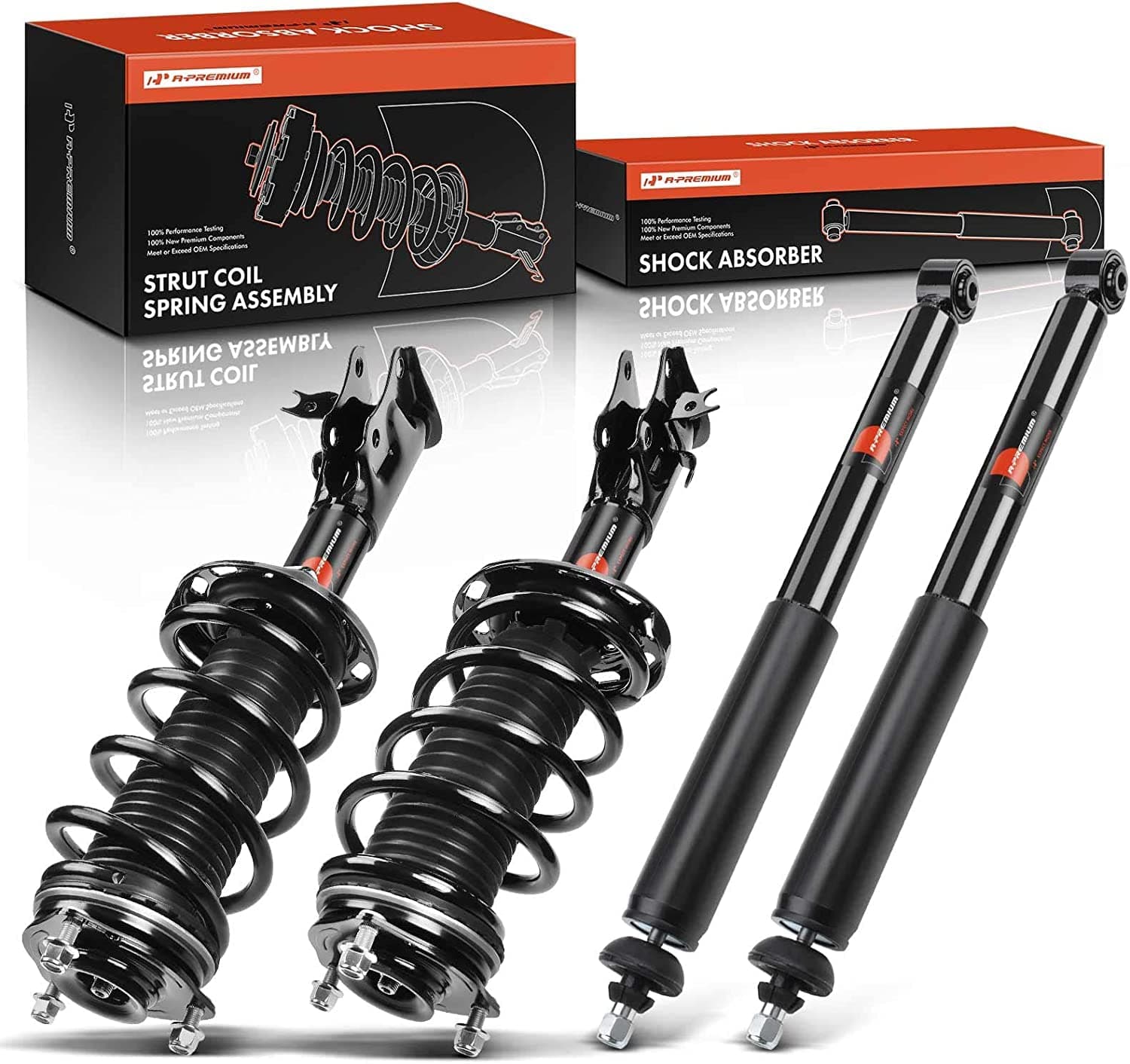 A-Premium Set (4) Front and Rear Complete Shock Absorber Strut & Coil Spring Assembly Compatible with Honda Civic 2006-2011 & Acura CSX 2006-2011 Sedan