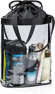 Clear Toiletry Bag, Travel Toiletry Bag for Women, TSA Approved Toiletry Bag, Waterproof Clear Makeup Bag Cosmetic Pouch, Transparent Makeup Organizer, Carry on Airport Airline Compliant