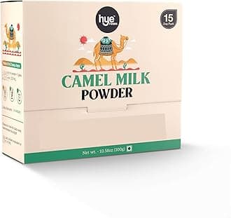 HYE FOODS Camel Milk Powder | Pasture Grazed I Promotes Body Growth, Immunity and Gut Health Less Allergenic High Nutrition Pure and Natural 20g x 15 Sachets | 15 Days Pack | 300g | 10.58Oz