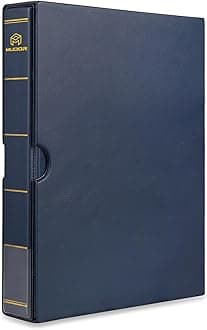 MUDOR Empty Stamp Albums Stockbook for Professional Collectors, Classic Binder with Slipcase (Blue)