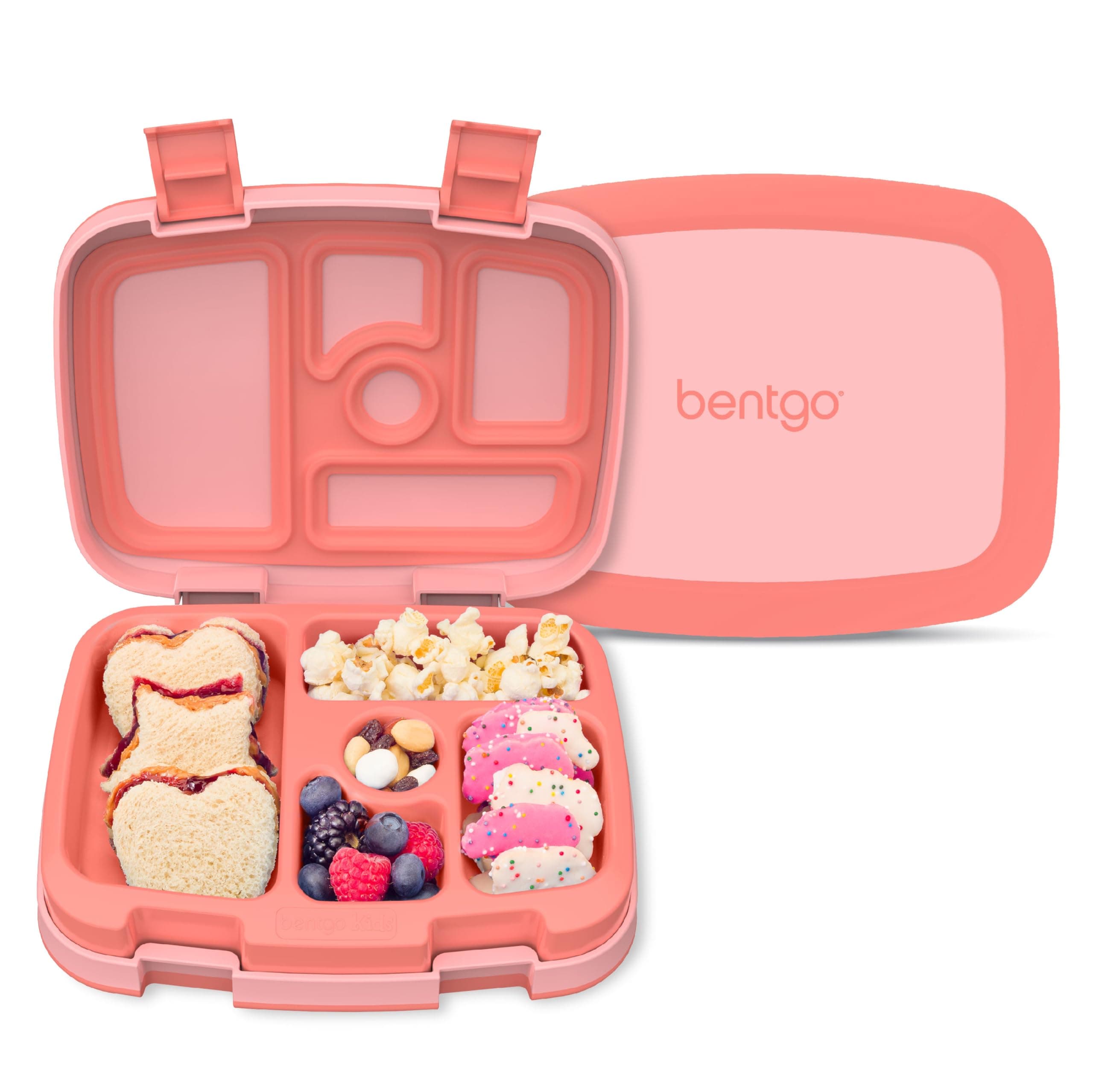 - Bentgo Kids Bento-Style 5-Compartment Leak-Proof Lunch Box - Ideal Portion Sizes for Ages 3 to 7 - Durable, Drop-Proof, Dishwasher Safe, PFAS & BPA-Free & Made with Food-Safe Materials (Coral)