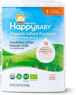 Organics Stage 1 Infant Formula, 0 12 Months, Milk Based Organic Baby Formula Powder with Iron, Probiotics & Prebiotics for Immune & Digestive Support, 22.9 Ounce (Pack of 1)