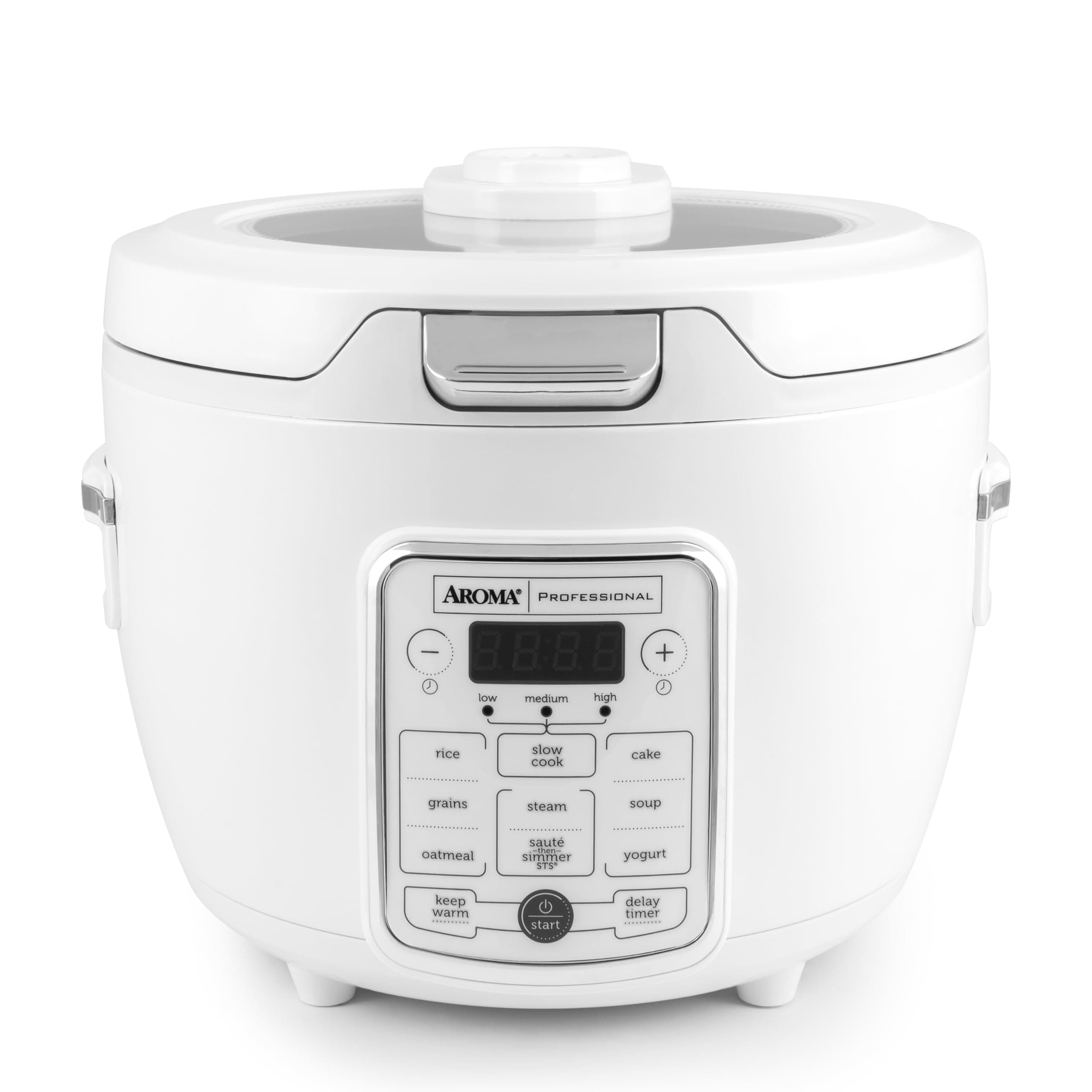 AROMA® Professional Digital Rice Cooker, 10-Cup (Uncooked) / 20-Cup (Cooked), Slow Cooker, Multicooker, Steamer, Oatmeal Cooker, Auto Keep Warm, Sauté-then-Simmer®, 4 Qt, White, ARC-1230W
