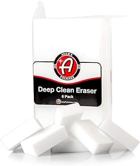 Adam's Deep Clean Eraser (6 Pack) - Magic Cleaning & Scrubbing Sponge Pad Applicators with Durafoam - for All Interior Surfaces - Leather, Vinyl, Dash, Steel, Plastic