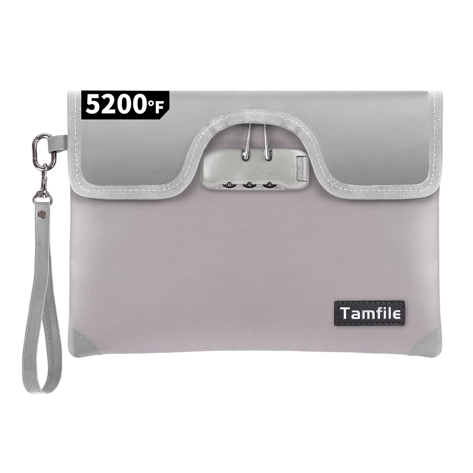 5200°F Fireproof Money Bag with Lock, Water Fireproof Document Bag with Zipper, 8 Layers Fire Insulation, Small Fireproof Safe Storage Pouch with Lock for Cash, Passport, (8.3" x 11", Silver)