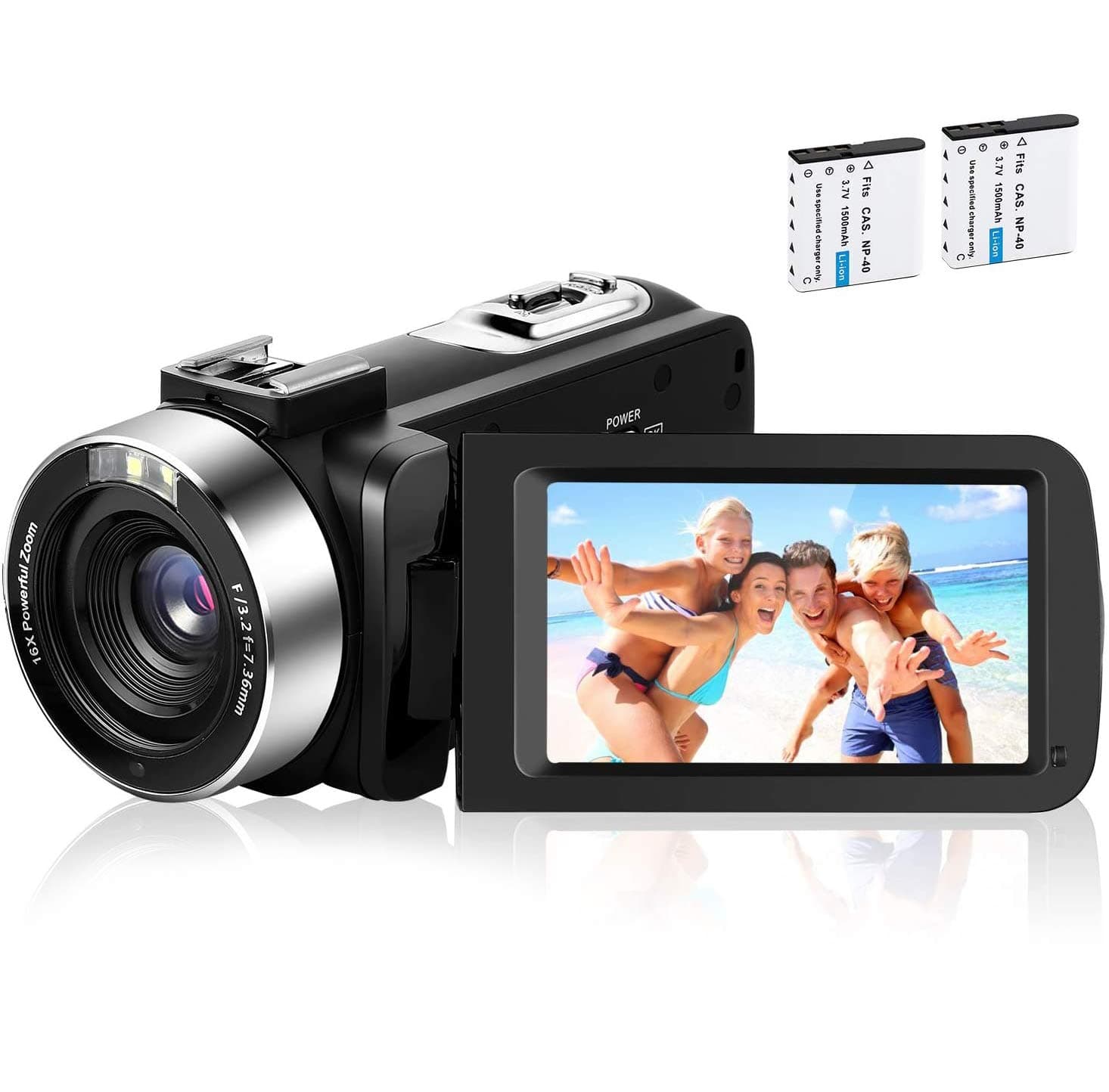 KMASHI Video Camera Camcorder, Digital Vlogging Camera for YouTube Full HD 1080P 30FPS 30.0MP 18X Digital Zoom Camcorder with 2 Batteries and Remote Control