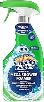 Scrubbing Bubbles Mega Bathroom and Shower Cleaner Spray, Foaming Action Removes Limescale and Soap Scum, Rainshower Scent, 32oz