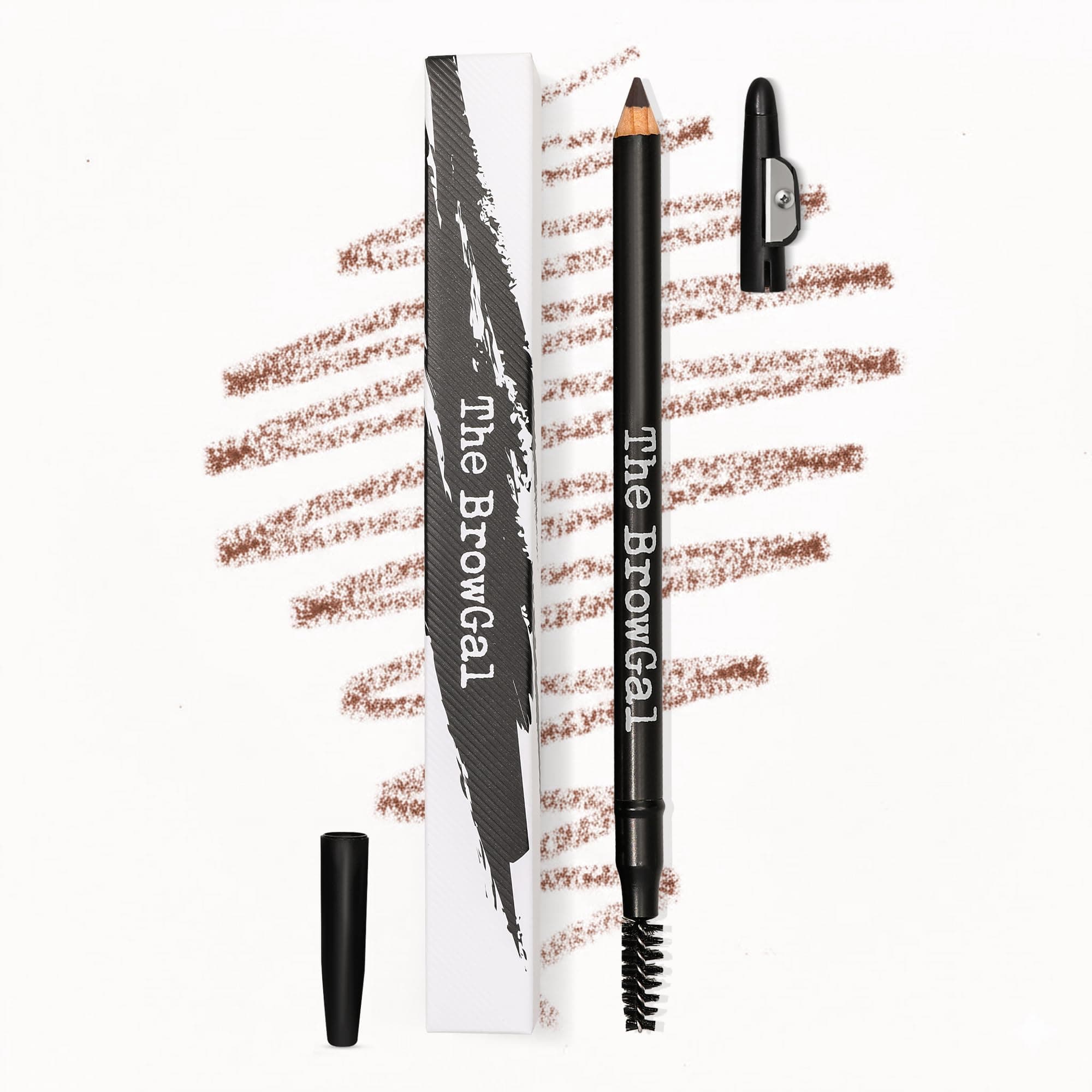 Eyebrow Pencil with Spoolie & Built in Sharpener - Shade 03 Chocolate - Waterproof & Buildable Brow Pencil with Hair Like Strokes - Natural Looking, Soft Finish