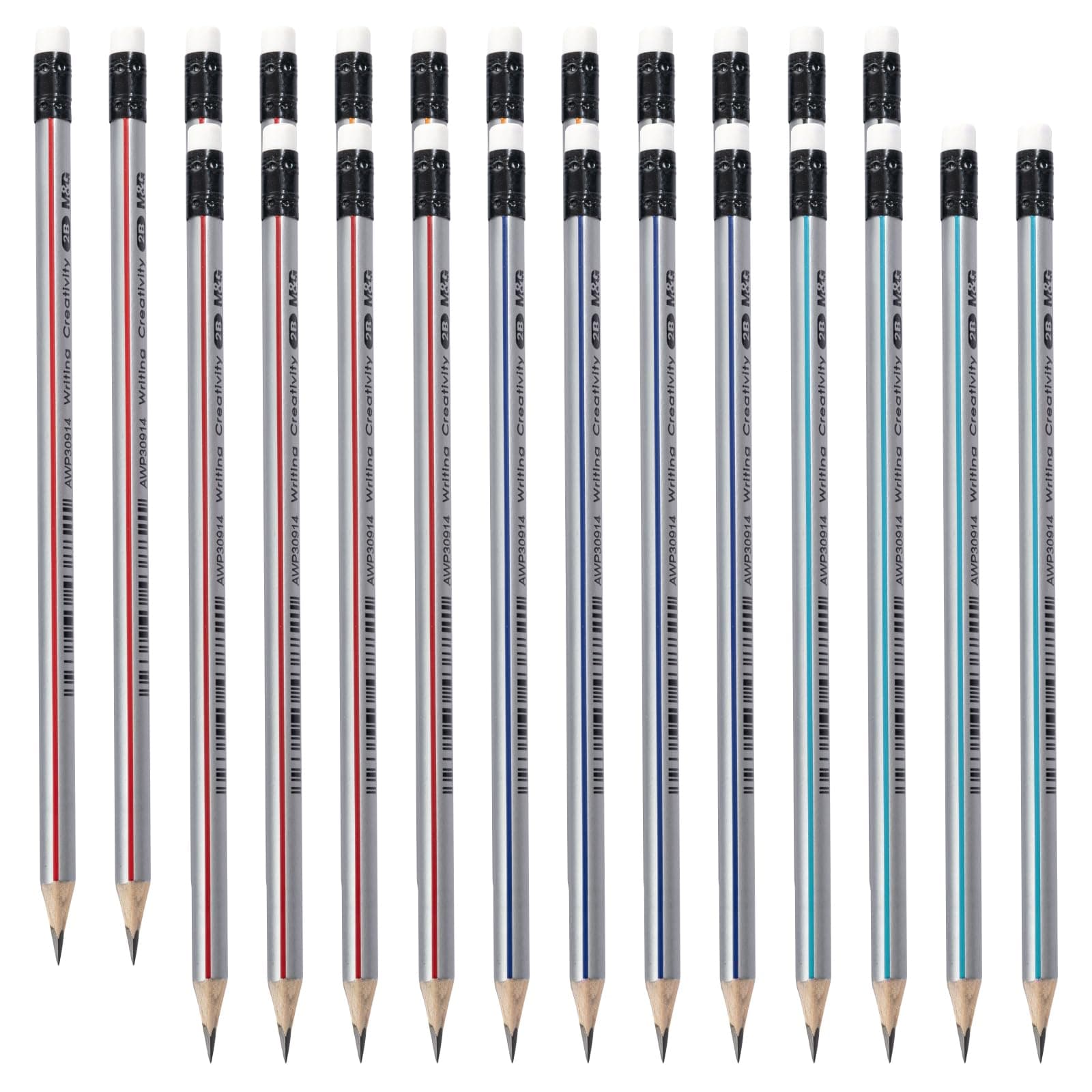 M&G Wood-Cased 2B Pencils, 24 Pack Pre-Sharpened Pencils with Erasers, Triangular Shape for Comfortable Writing, Bulk Pencils for School Teacher Supplies, Writing, Drawing and Sketching