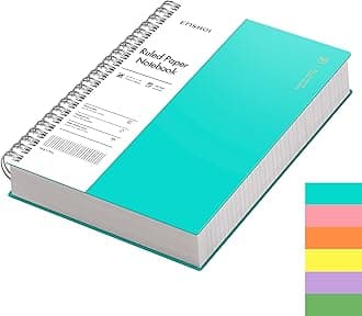 A4 Spiral Notebook College Ruled Lined Journal, 11.2" x 8.27", 300 Pages, 100gsm Thick Paper, Waterproof Softcover, Twin-Wire Binding, Sticky Notes, LightBlue