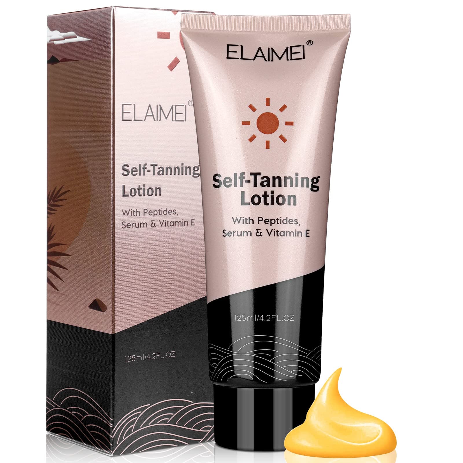Self Tan Body Cream, Premium Sunbed Tanning Accelerator, Longlasting Moisturizing Sunless Tanning Lotion, Fast Self Tanner for Natural-Looking Tan, 125ml