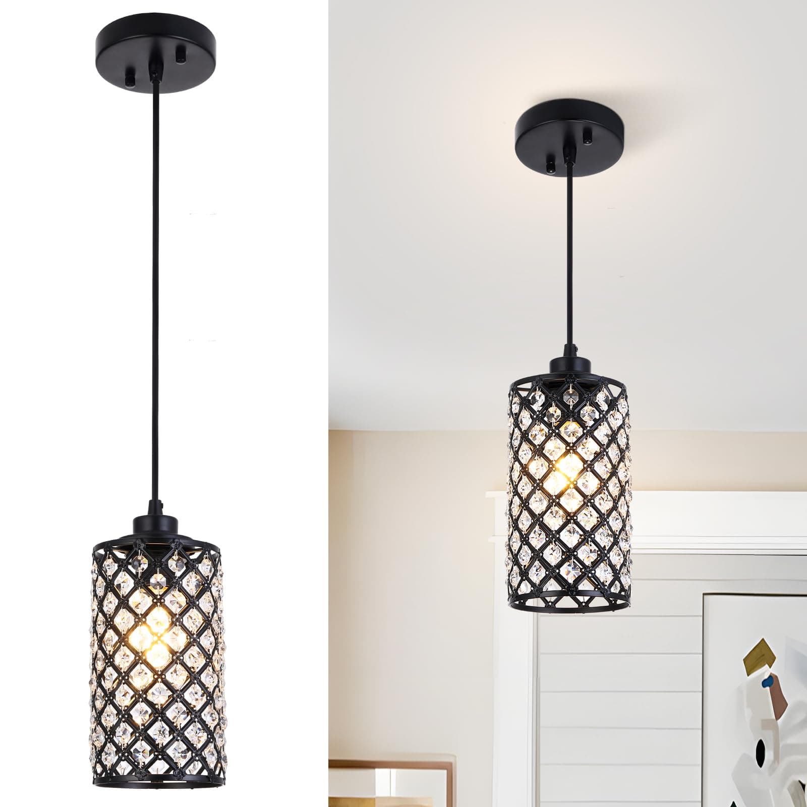 Black Crystal Pendant Hanging Light fixtures