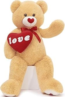MorisMos Giant Teddy Bear Stuffed Animal, Red Love Heart Large Bear Plush for Girlfriend, Soft Bear Gift for Boyfriend Kids, 33inch