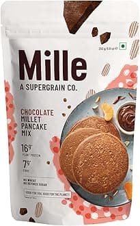 - Mille Chocolate Millet Pancake | NO MAIDA | Eggless | Gluten Free | High Plant Protein | Low Carbs | Low GI Millet Grain | No Refined Sugar | 250 grams