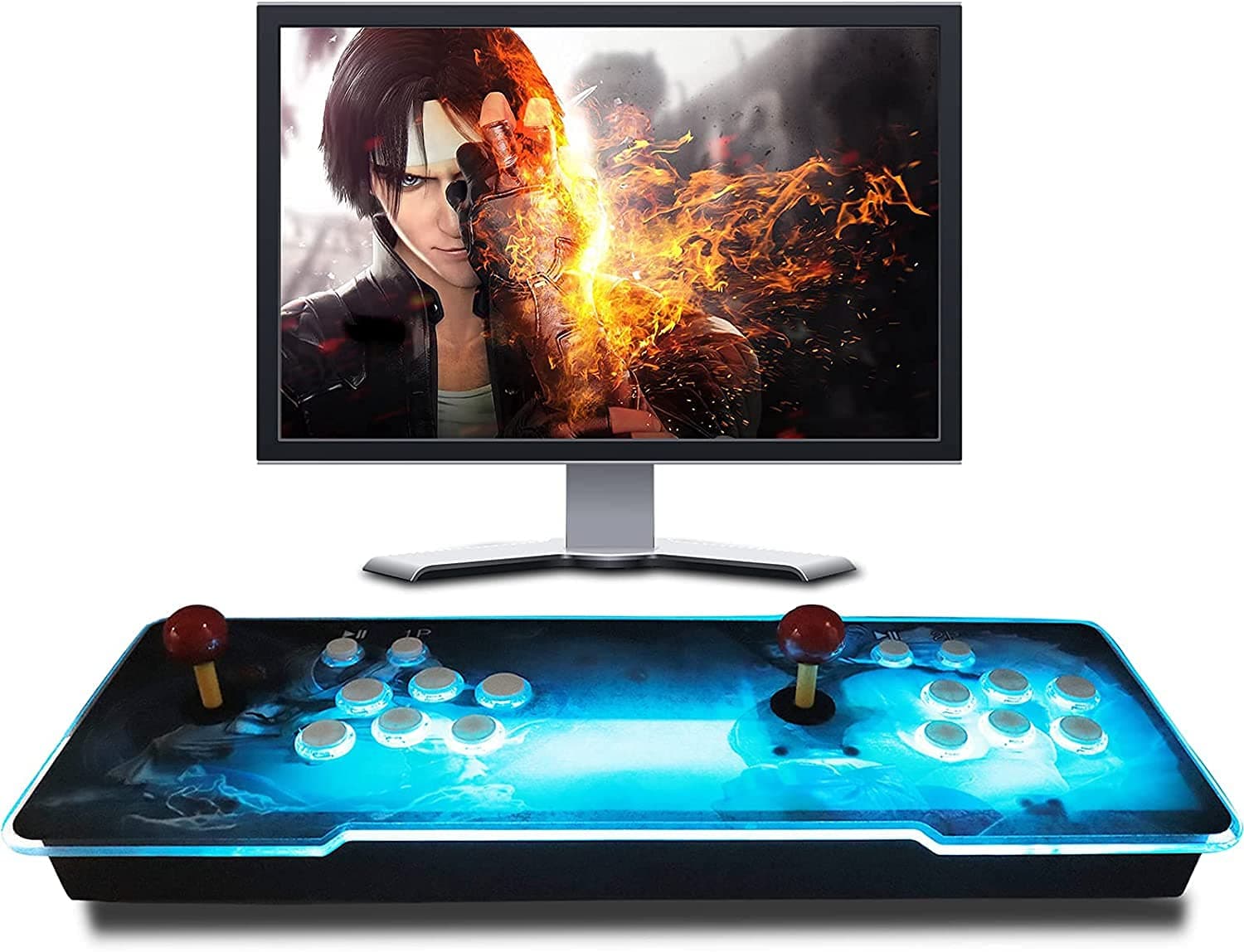 HLLGAME 3D Pandora's Box Arcade Game Console 2350 Retro HD Games Full HD (1920x1080) Video, 2 Player Game Controls, Support Multiplayer Online, Add More Games, HDMI/VGA/USB/AUX Audio Output, HU-01