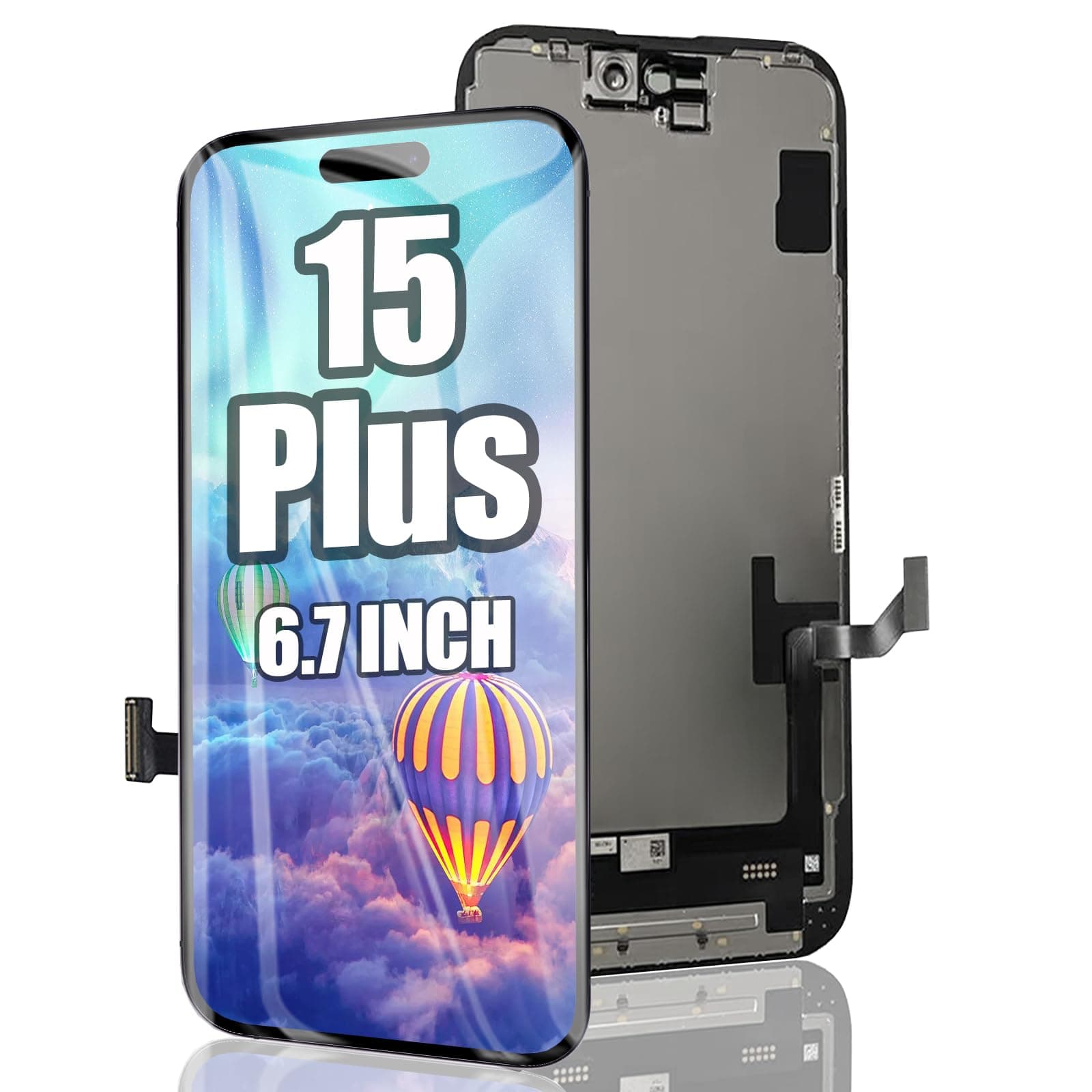 EFAITHFIX for iPhone 15 Plus Screen Replacement 6.7 Inch LCD 3D Touch Display Full HD Digitizer Frame Assembly Compatible with Model A2847, A3093, A3094, A3096 with Waterproof Adhesive (No Tools)