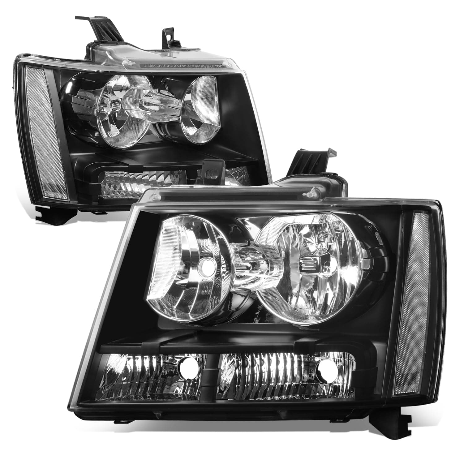 Auto Dynasty Headlight Assembly Compatible with Chevy Tahoe Suburban 1500 2007-2014 Avalanche Suburban 2500 2007-2013, Driver and Passenger Side, Black Housing Clear Lens