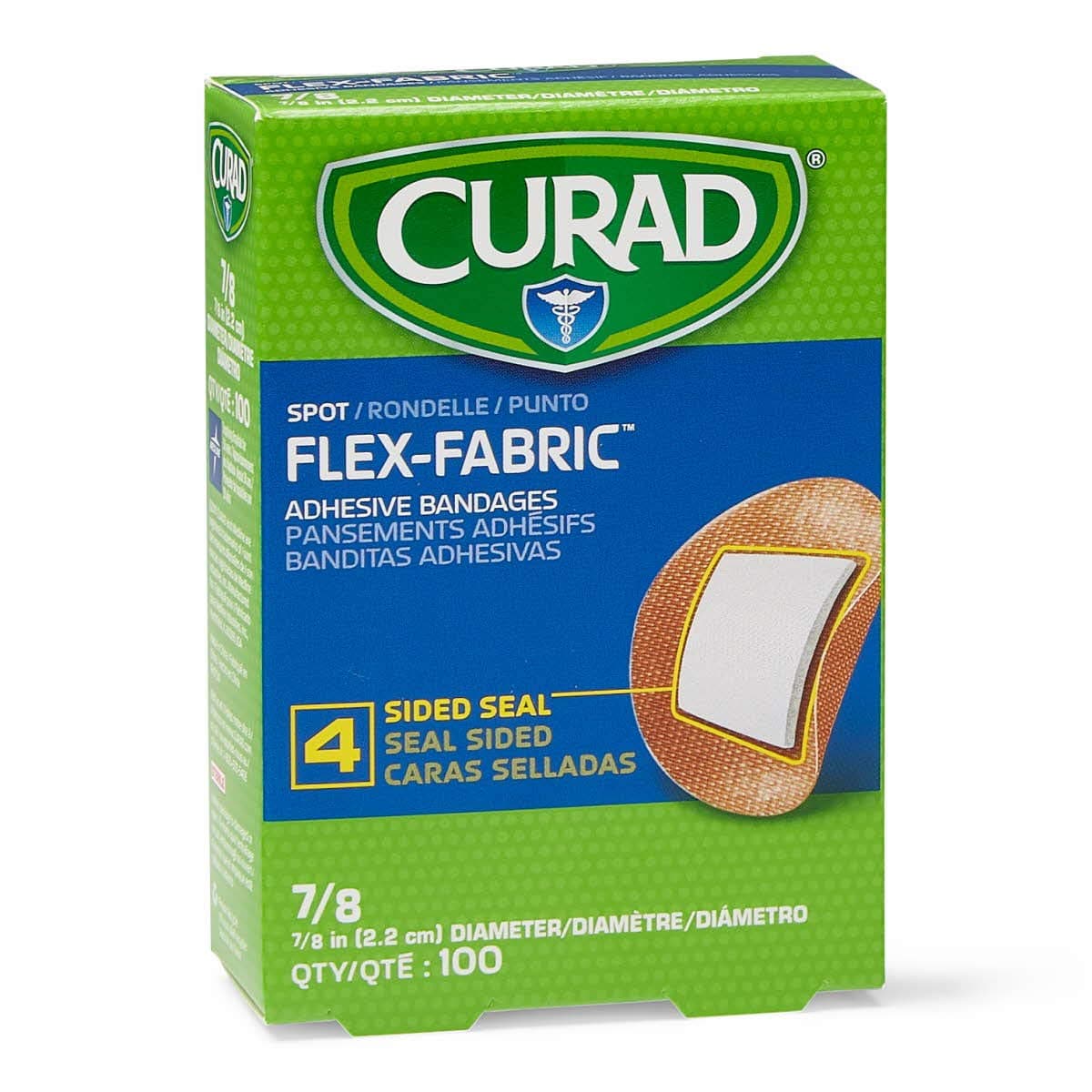 Curad Flex Fabric Spot Adhesive Bandages, Bandage Dimension is 7/8" (Box of 100)