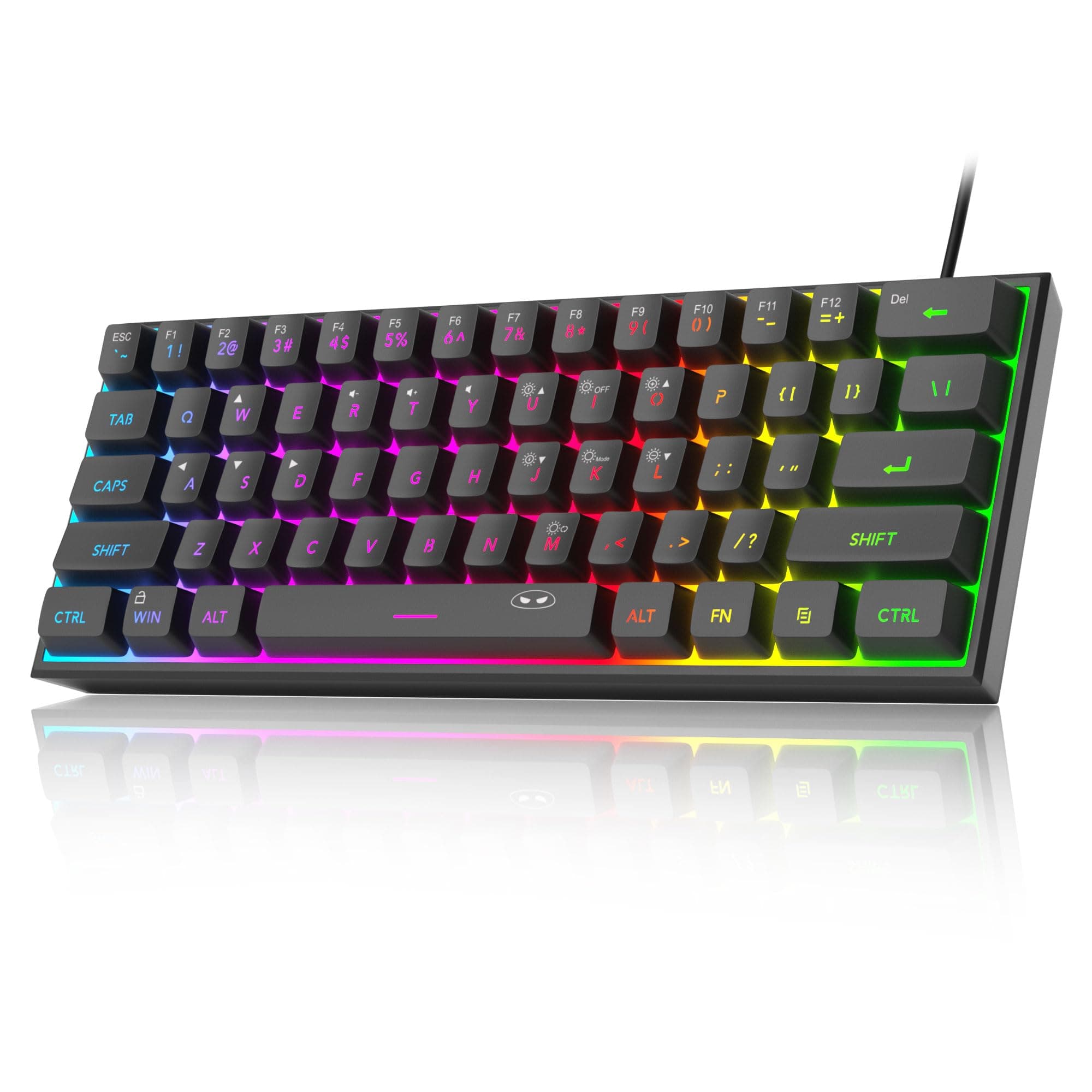 [UK Layout]MageGee TS91 Mini 60% Gaming/Office Keyboard,Waterproof Keycap Type Wired RGB Backlit Compact Computer Keyboard for Windows/Mac/Laptop