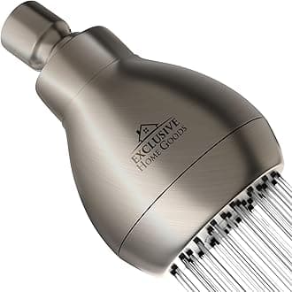 High Pressure Shower Head - Brushed Nickel - Powerful Deluxe Bathroom Showerhead with Strong Spray Stream and Small Silicone Nozzles - Universal Fit Works with High and Low Water Flow Showers-2.5 GPM