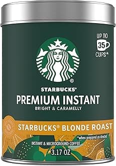 Starbucks Premium Instant Coffee, Starbucks Blonde Roast Coffee, Arabica Beans, 3.17 oz