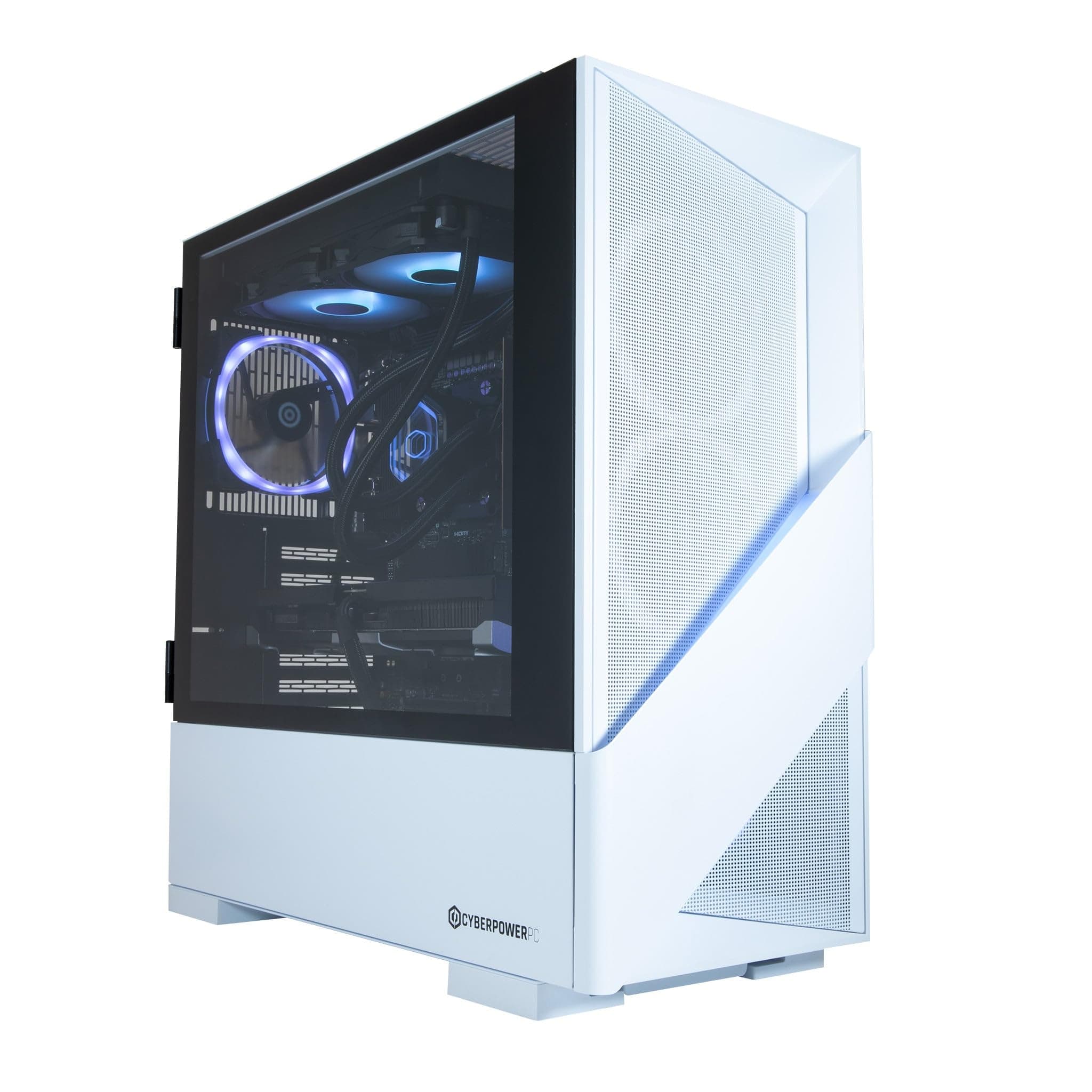 CyberPowerPC Luxe Gaming PC - AMD Ryzen 7 9800X3D, Nvidia RTX 5060 Ti, 32GB RAM, 2TB NVMe SSD, 650W PSU, Windows 11, Liquid Cooling, Amethyst 360M Airflow White