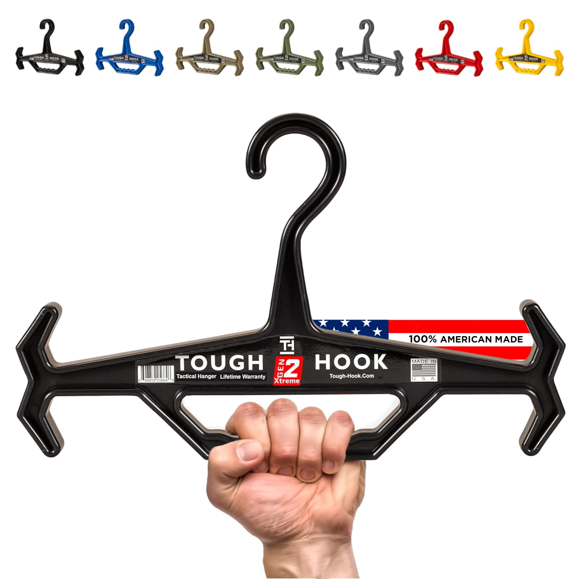 Tough Hook Original Hanger GEN2 | The Original Multipurpose Heavy Duty Hanger | 200 lb Capacity |USA Made |Veteran Owned |for Heavy Gear, Tactical Gear, Packs, Body Armor,Plate Carrier Vests, Scuba