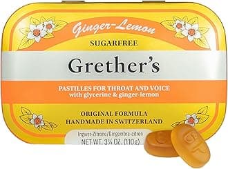 GRETHER'S Sugarfree Ginger Lemon Pastilles – Premium Swiss Throat Lozenges for Dry Mouth & Throat Comfort – Citrus-Fresh Flavor – Gluten & Lactose Free – Gift for Singers – 3.75 oz