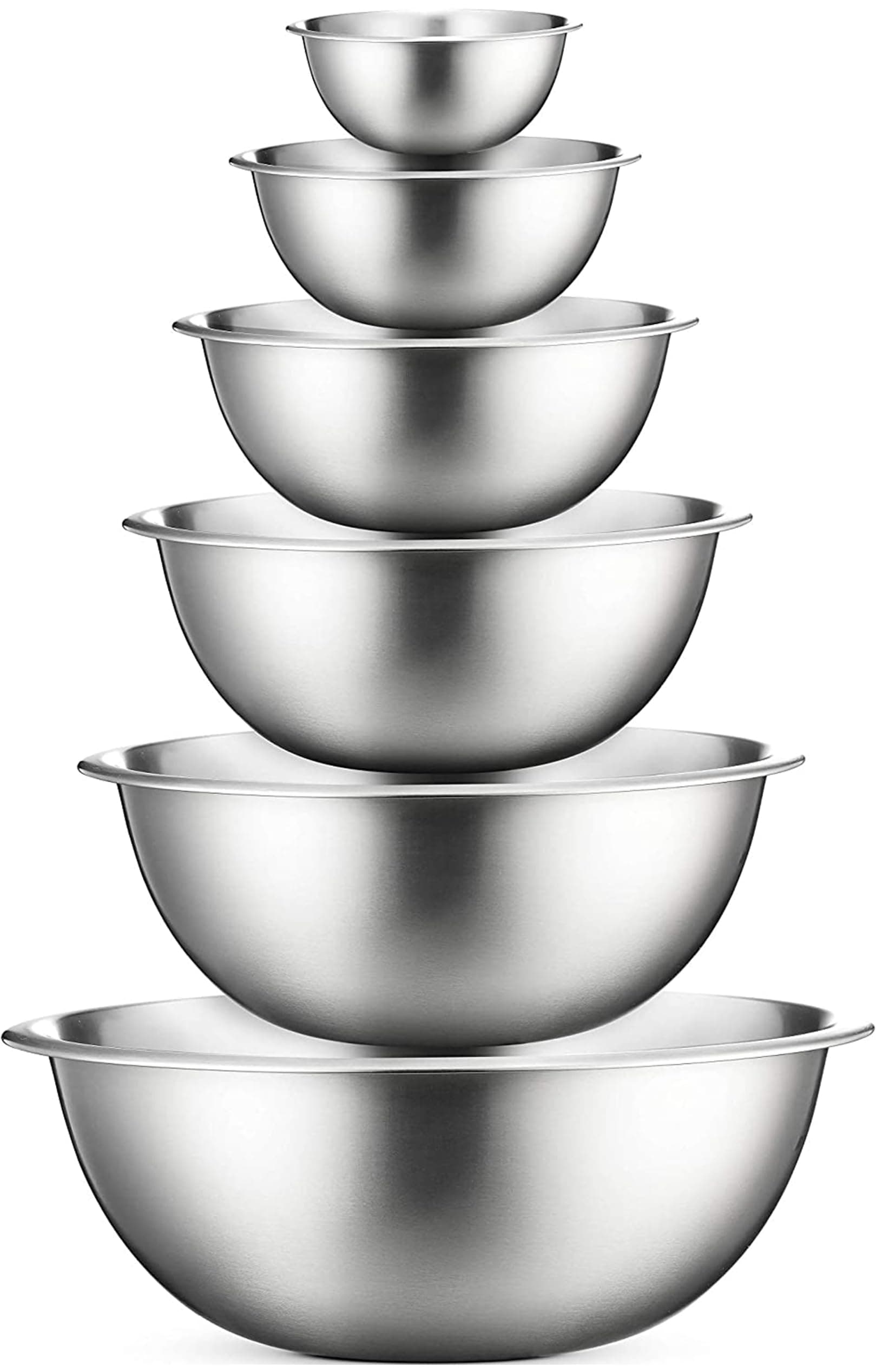 FineDine Mixing Bowls Set - 6-Piece, Easy-Grip, Stainless Steel Mixing Bowls for Baking, Cooking, Salad & Food Prep - Large, Medium and Small Metal Nesting Bowls