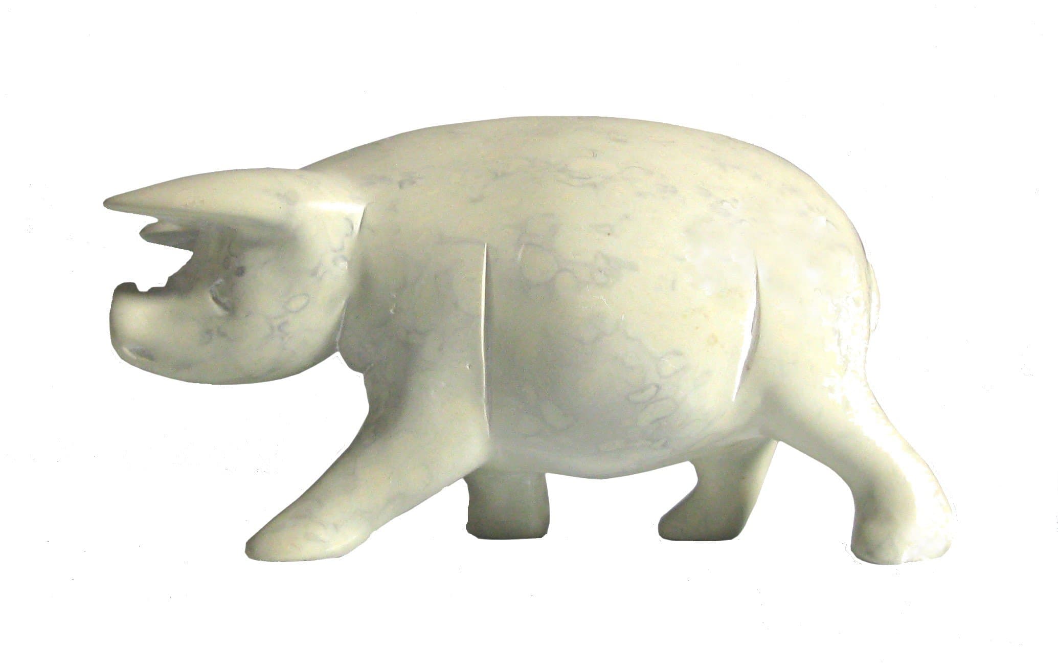 Stone Pig with Attitude 10cm / 4 inch in White Gift Box with Storycard