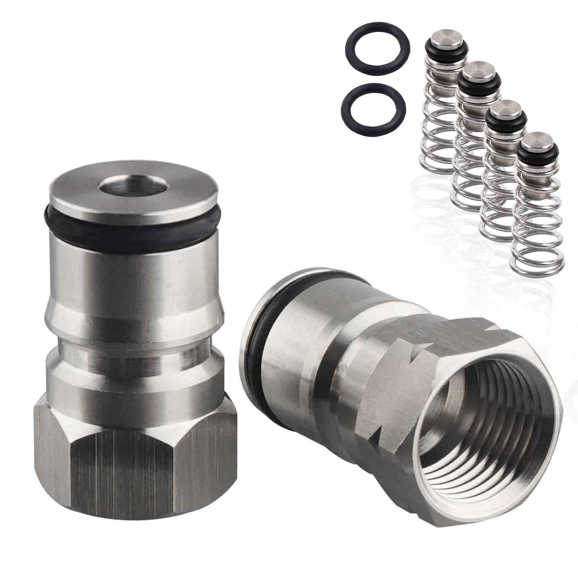 OneBom Ball Lock Post and 4 Poppets, 2 O Rings, 304 Stainless Steel 19/32"-18 Gas & Liquid Corny Keg Adapter Kit