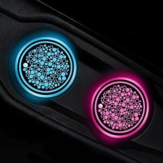 2 PCS LED Car Cup Holder Lights, 7 Colors Changing USB Charging Insert Car Coasters, Atmosphere Lamp Decoration Light Luminescent Cup Pad Mat, Interior Car Accessories (Interstellar)