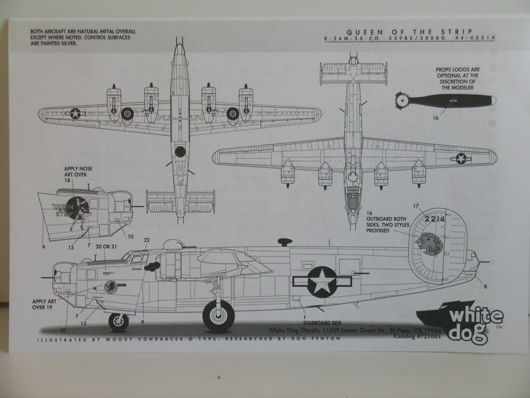 White Dog Decals "Decals for the B-24J & B-24M Bomber"