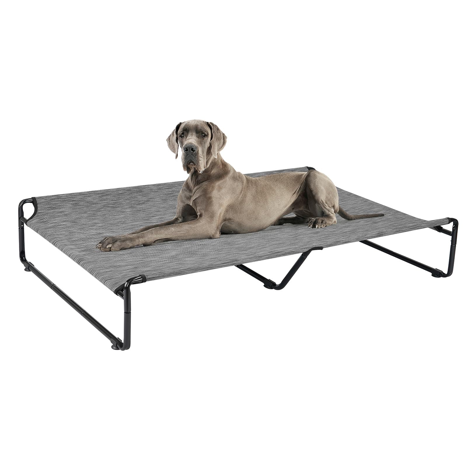 Original Outdoor Elevated Dog Bed, Cooling Raised Dog Cot for Large Dogs, Portable Standing Pet Hammock Platform with Washable Breathable Mesh, No-Slip Feet, XX-Large, Black Silver, CWC2201