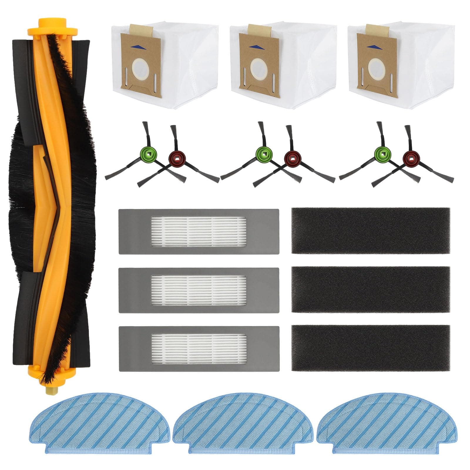 Feilifan Accessories Kit for ECOVACS DEEBOT N10 PLUS/ T9+/ N8 PRO+/ N8+/ T8AIVI+/ T8+ Robot Vacuum, Replacement Parts Main Brush, Side Brush, Filter, Mop pads, Dust Bag (19 Pcs)