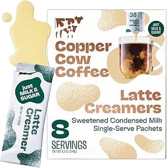 Copper Cow Coffee Sweetened Condensed Milk Coffee Creamer Singles (8 pack) | Vietnamese Inspired Coffee Creamer, All Natural Creamer Packets for Pour Overs & Lattes | No Refrigeration Needed