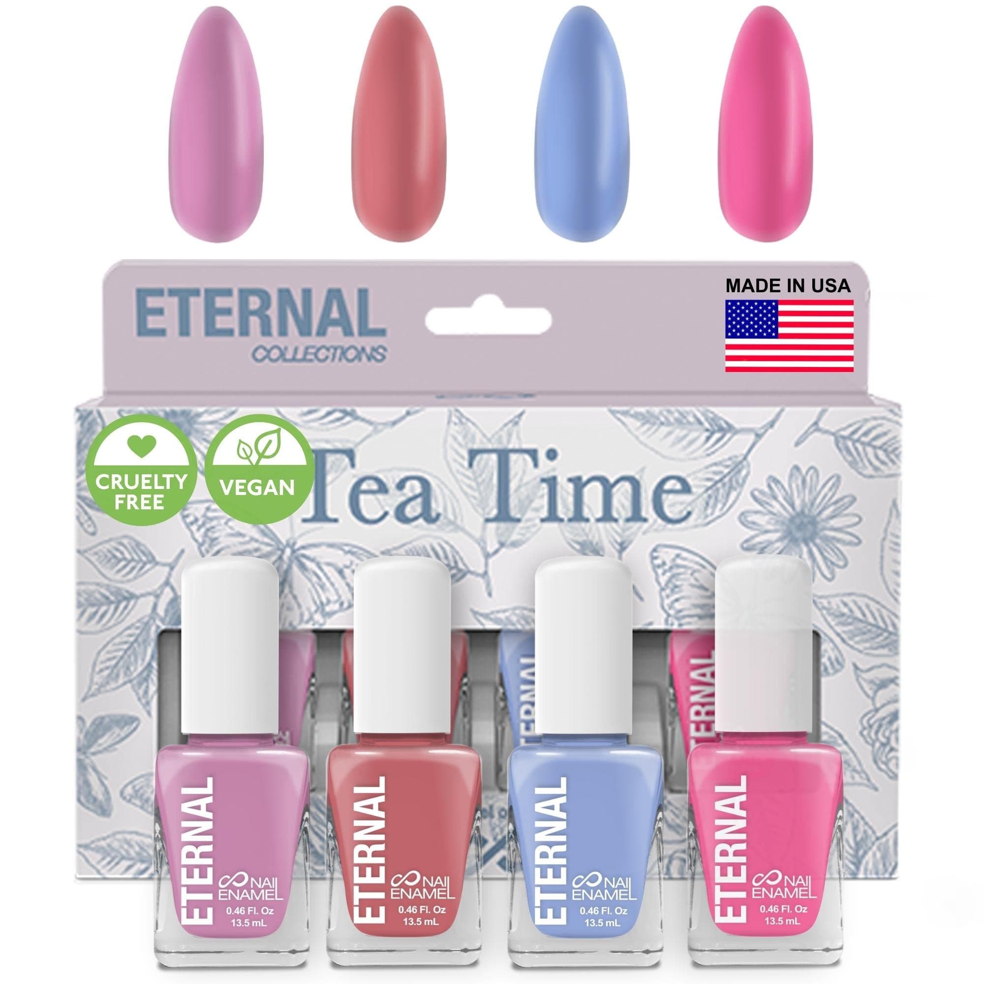 Eternal Nail Polish Set 4 Piece Kit: Long Lasting, Quick Dry and Cruelty Free. Made in USA - 0.46 Fluid Ounces Each (Tea Time)