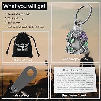 Dream Apparel Motorcycle bells for bikers,Heart rose rider bells key chain angel bell with hanger