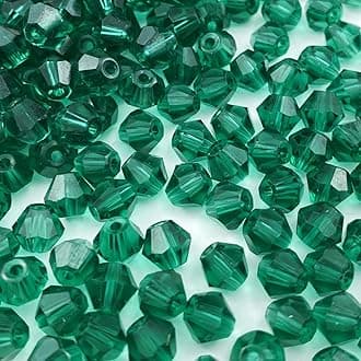 400pcs Bicone Crystal Beads 4mm Crystal Glass Faceted Beads for Necklace Bracelet Earrings DIY Jewelry Crafts Making Supplies(Peacock Green)