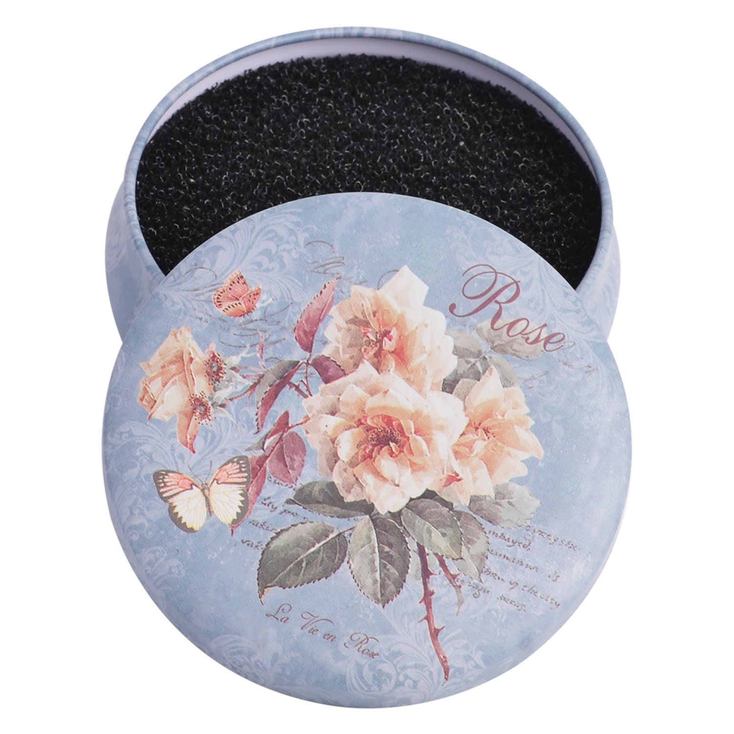 KDKD Makeup Brush Color Removal Sponge, Quick Shaking Off Eyeshadow Powder Colors form Makeup Brush on Sponge, Round Blue Rose Case