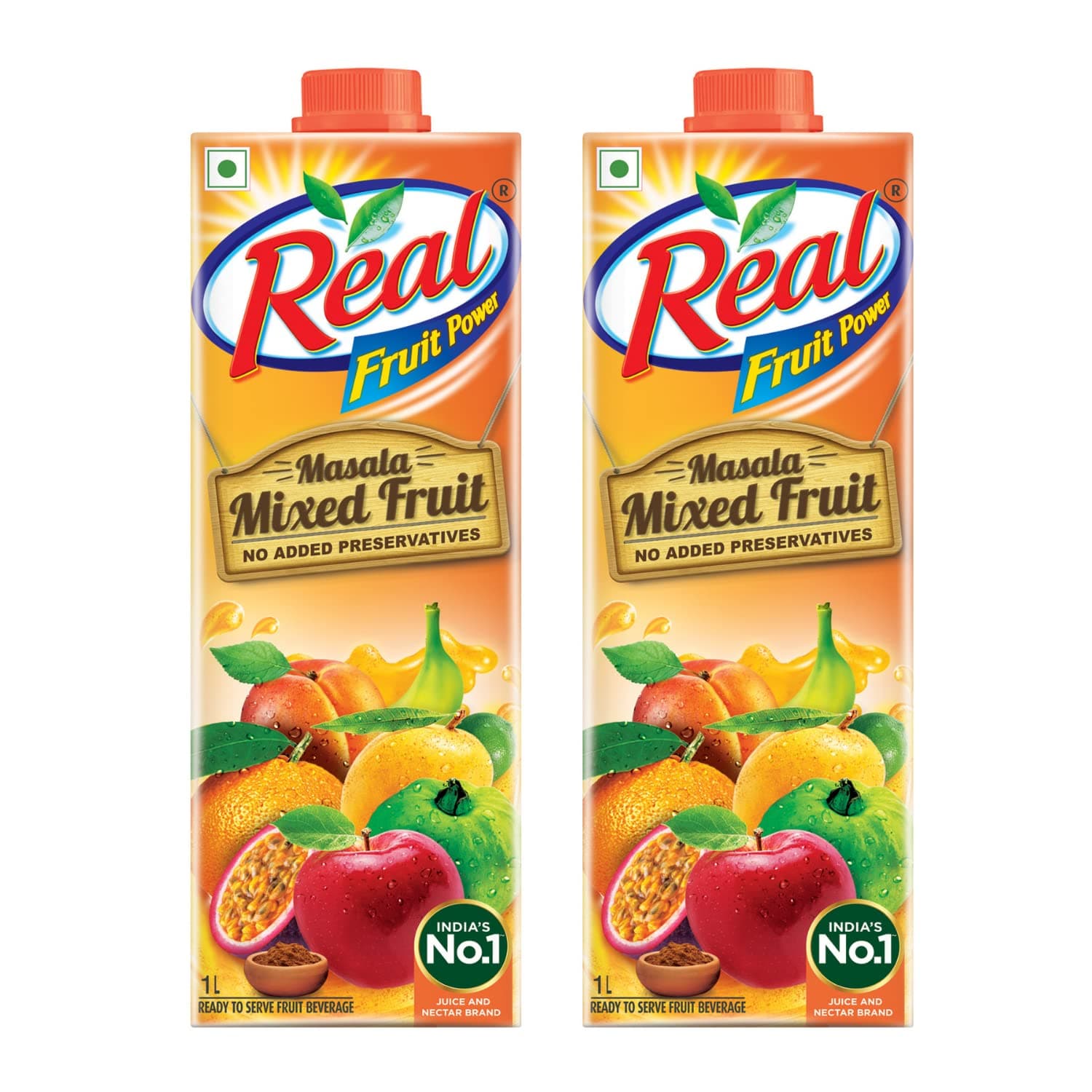 DABUR Real Masala Mixed Fruit Juice-1L (Pack Of 2)|No Added Preservatives,No Artificial Colours & Artificial Flavours|Goodness Of Best Fruits With Chatpata Masala|Daily Dose Of Fruit Nutrition