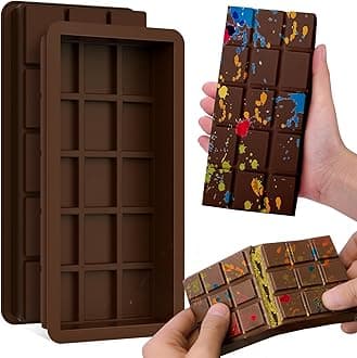 BABORUI 2PCS Deep Chocolate Bar Mold, 1.2 Inch Silicone Molds for Dubai Chocolate Bar Pistachio, Large Silicone Chocolate Mold for Filling Knafeh Pistachio Cream