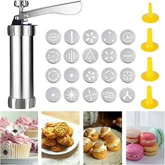 Biscuit Press Machine Professional Biscuit Press Pastry Press Stainless Steel Biscuit Making Machine with 20 Accessories and 4 Spraying Accessories
