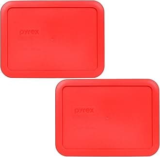 7210-PC Rectangle Red 3 Cup Storage Lid for Glass Dish (2, Red)