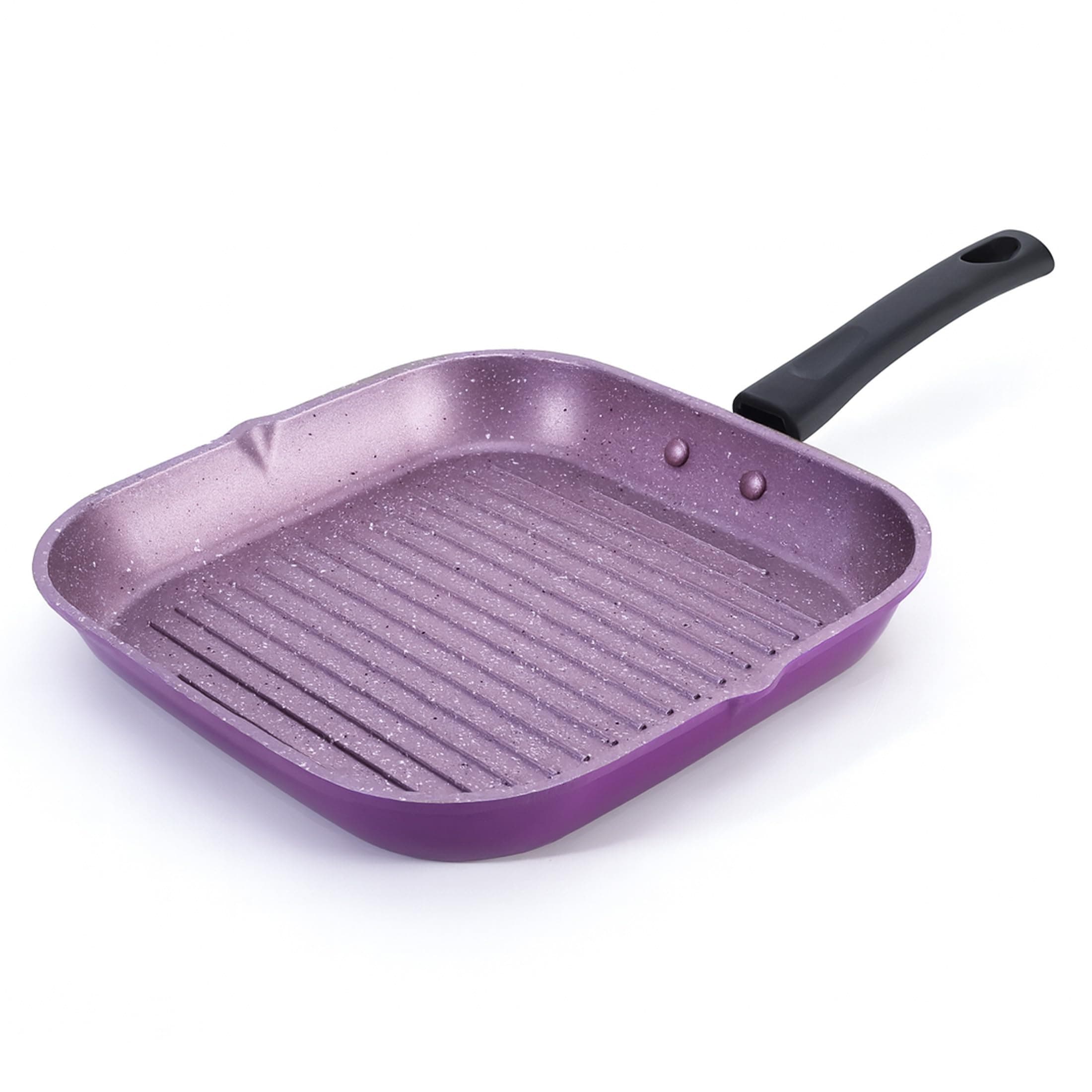 Valencia Non-Stick Grill Pan | Cool Touch Bakelite Handle | Pure Grade Aluminium| PFOA Free| Size 24 cm | 1.6 litres Capacity | 2 Year Warranty | Purple