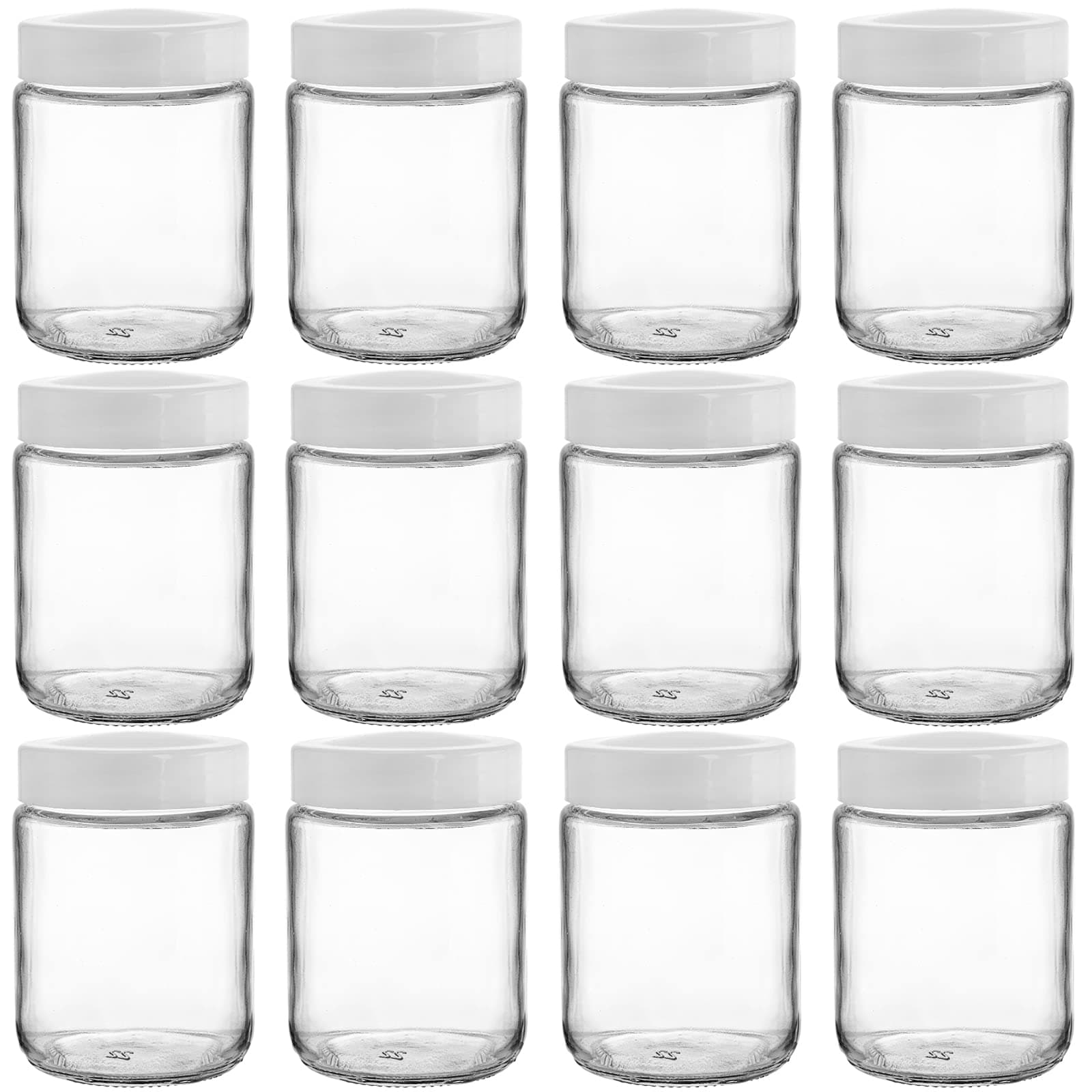 Suwimut 12 Pack Glass Mason Jars, 8 oz Regular Mouth Small Glass Canning Jars Storage Containers with Airtight Lids for Jelly, Jam, Honey, Beans, Pickles, Spice, Yogurt, Food Storage