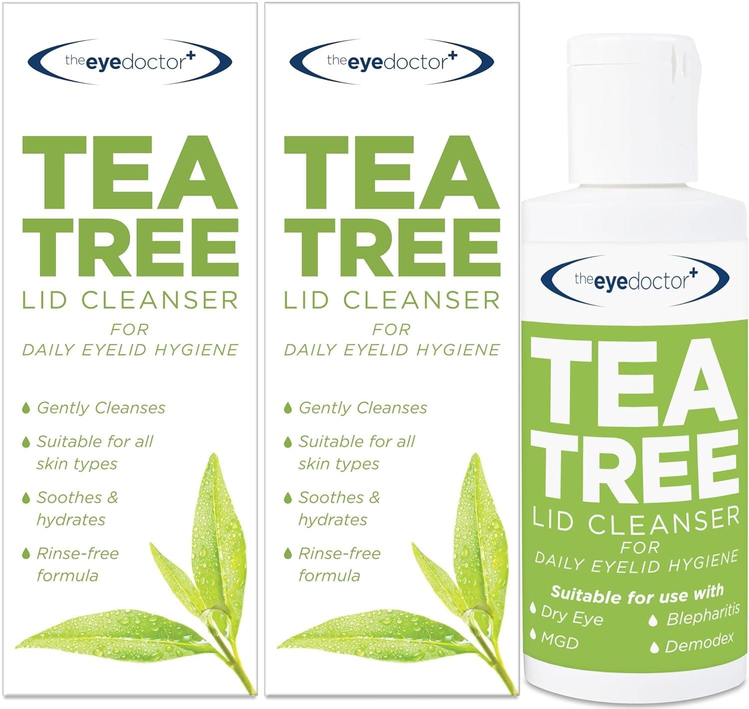 Tea Tree Lid Cleanser Twin Pack - 2X 100ml – Daily Hygiene Remove Debris & Make-up Eyelid Eyelashes – For Sensitive Eyes – Tea Tree Oil Argan Oil Coconut Oil & Micellar Water